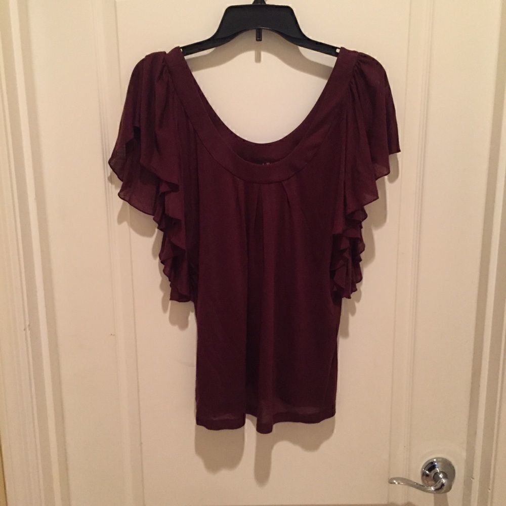 7 for All Mankind Sheer Burgundy Top